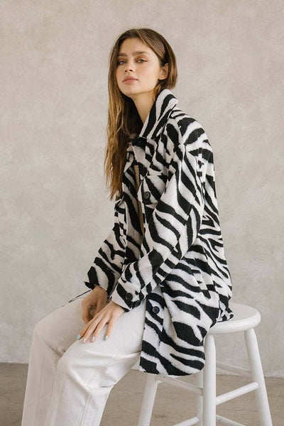 Coat - Storia Zebra Print Long Body Coat - Girl Intuitive - Storia - S / Black
