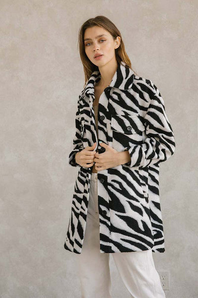 Coat - Storia Zebra Print Long Body Coat - Girl Intuitive - Storia -