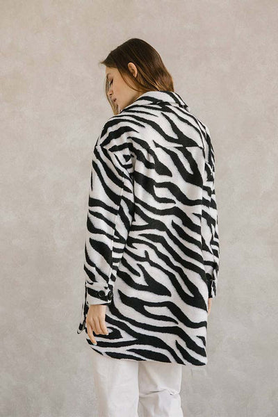 Coat - Storia Zebra Print Long Body Coat - Girl Intuitive - Storia -