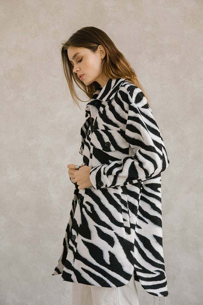 Coat - Storia Zebra Print Long Body Coat - Girl Intuitive - Storia -
