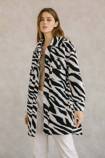 Coat - Storia Zebra Print Long Body Coat - Girl Intuitive - Storia -