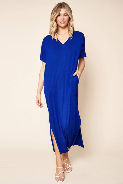 Dresses - Sugarlips Blanca Jersey Draped Maxi Dress - Girl Intuitive - Sugarlips - S / Blue