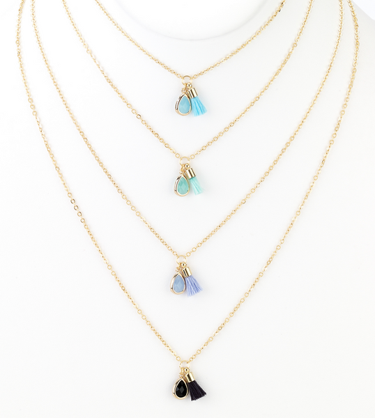 Necklace - Tassel Drop Pendant Necklace - Girl Intuitive - Island Imports -