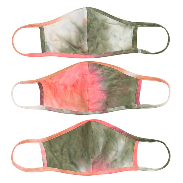 Mask - Tie Dye Reusable Face Masks for Adults - Girl Intuitive - MYS Wholesale Inc - 3 Pack / Green