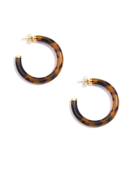 earrings - Tortoise Hoop Earring With Gold Caps - Girl Intuitive - Zenzii -