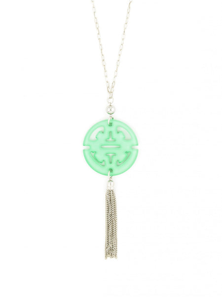 Necklace - Travel Tassel Long Necklace in Silver - Girl Intuitive - Zenzii - Mint