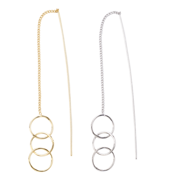 earrings - Triple Hoop Thread Through Earrings - Girl Intuitive - Island Imports -