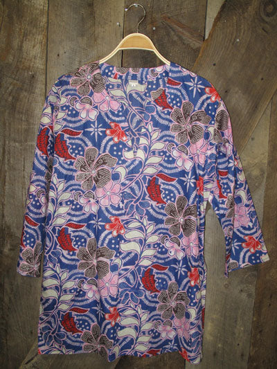 Tunic - Cotton Tunic Top of Red White and Blue - Girl Intuitive - Nusantara -
