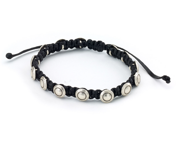 bracelet - Turkish Silver Discs Pull-Cord Bracelet - Girl Intuitive - Island Imports -