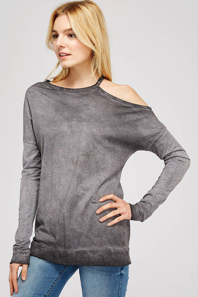 Sweatshirts - Open Shoulder Mock Neck Cotton Sweatshirt - Girl Intuitive - Urban X -