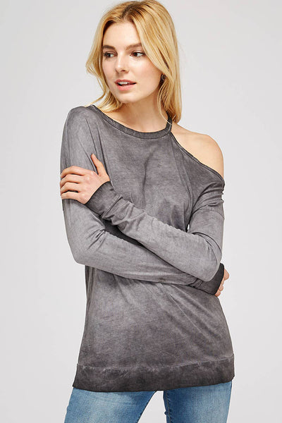 Sweatshirts - Open Shoulder Mock Neck Cotton Sweatshirt - Girl Intuitive - Urban X - S / Gray