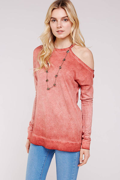 Sweatshirts - Open Shoulder Mock Neck Cotton Sweatshirt - Girl Intuitive - Urban X - S / Red