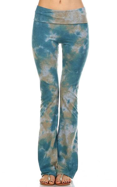 Leggings - Urban X Taupe and Teal Cloud Tie-Dye Yoga Pant - Girl Intuitive - Urban X -