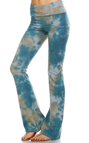 Leggings - Urban X Taupe and Teal Cloud Tie-Dye Yoga Pant - Girl Intuitive - Urban X -