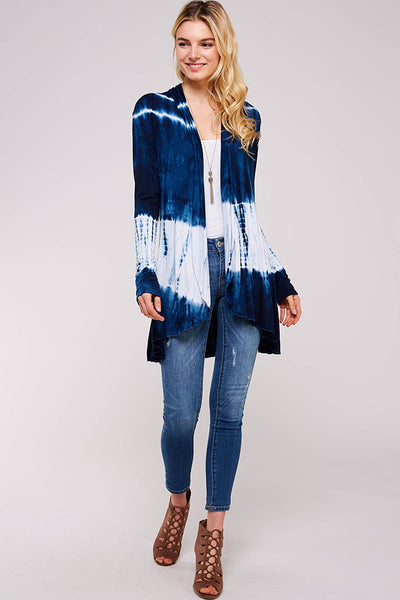 Sweater - Navy and White Bamboo Tie dye Cardigan - Girl Intuitive - Urban X -
