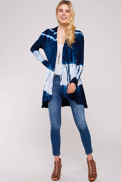 Sweater - Navy and White Bamboo Tie dye Cardigan - Girl Intuitive - Urban X -