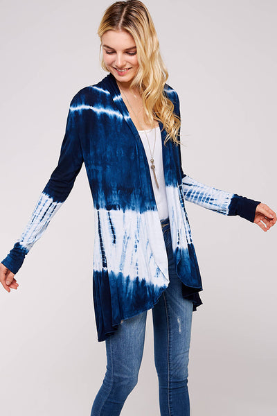 Sweater - Navy and White Bamboo Tie dye Cardigan - Girl Intuitive - Urban X -