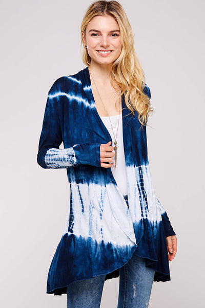 Sweater - Navy and White Bamboo Tie dye Cardigan - Girl Intuitive - Urban X -