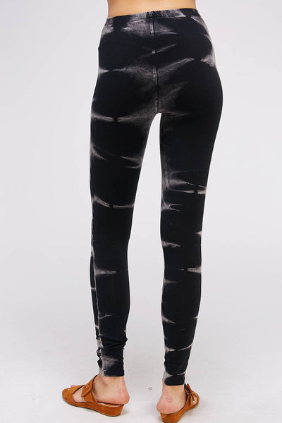 Leggings - Black Maho Discharged Tie Dye Legging with Banded Waist - Girl Intuitive - Urban X -
