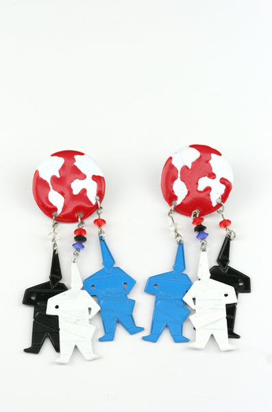 Vintage - Keith Haring Inspired Earrings - Girl Intuitive - Vintage -