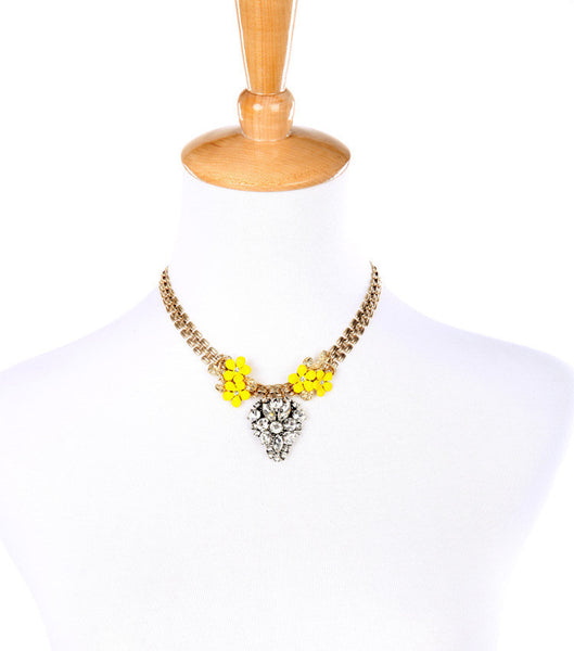Necklace - Yellow Flowers Bib Necklace - Girl Intuitive - Girl Intuitive -