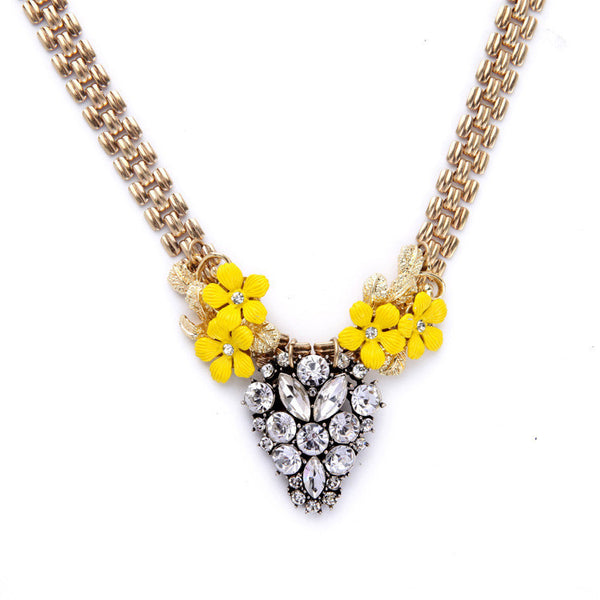 Necklace - Yellow Flowers Bib Necklace - Girl Intuitive - Girl Intuitive -