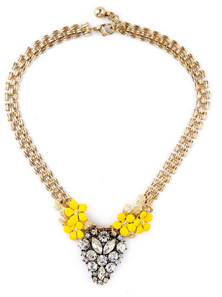 Necklace - Yellow Flowers Bib Necklace - Girl Intuitive - Girl Intuitive -