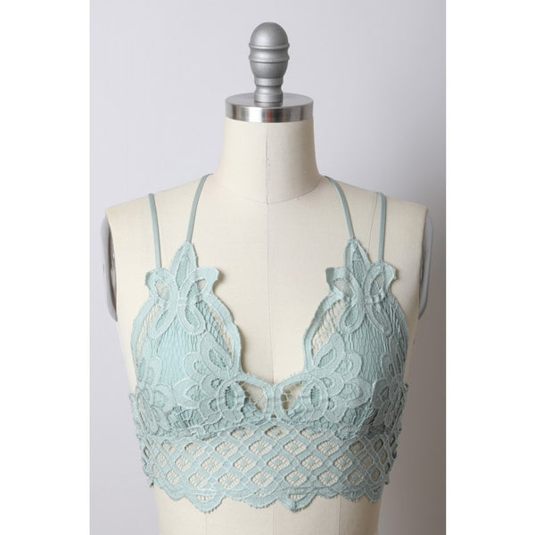 Bralette - Crochet Lace Longline Bralette - Girl Intuitive - Leto - S / Green