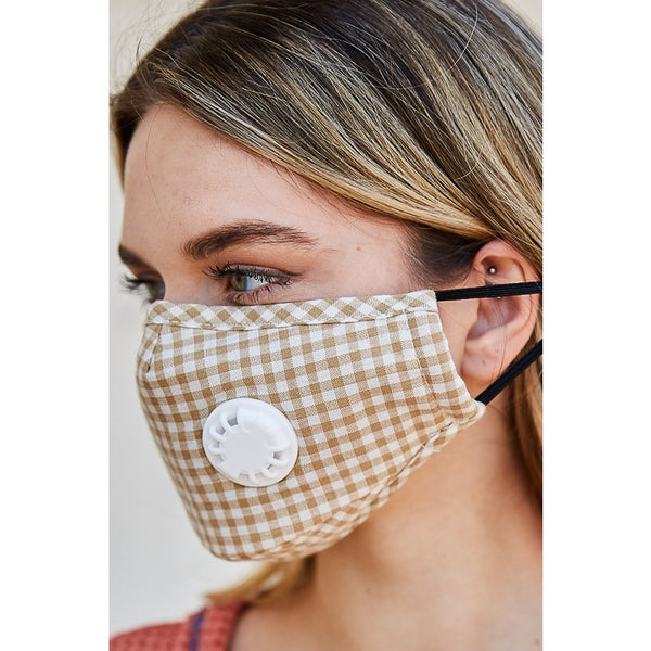 Mask - Checkered Carbon Filter Insert Facemask - Girl Intuitive - Leto - Beige