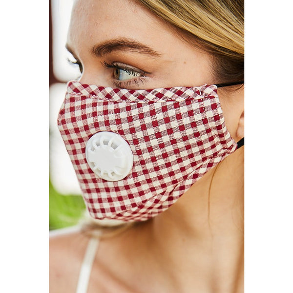 Mask - Checkered Carbon Filter Insert Facemask - Girl Intuitive - Leto - Red