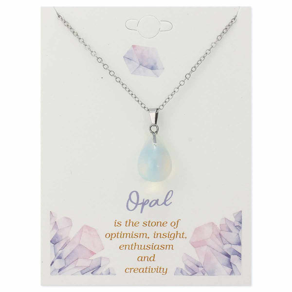 Necklace - Zad Gemstone Drop Opal Necklace - Girl Intuitive - zad -