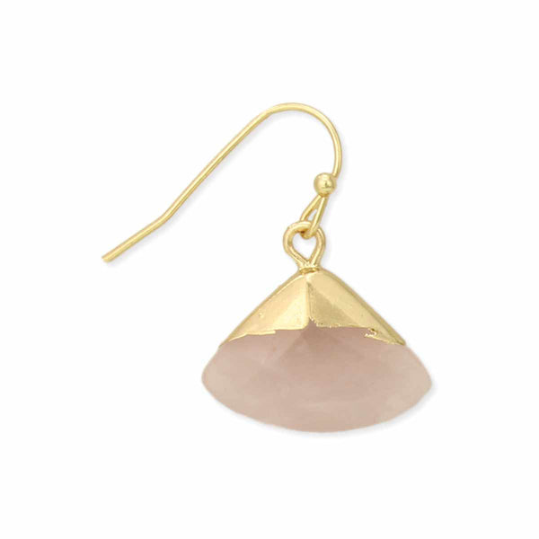 earrings - Zad Gold Dipped Luxury Rose Quartz Earrings - Girl Intuitive - zad -