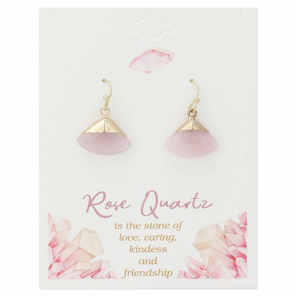 earrings - Zad Gold Dipped Luxury Rose Quartz Earrings - Girl Intuitive - zad -