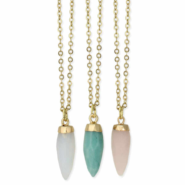 Necklace - Zad Pastel Gemstone Pointed Drop Necklace - Girl Intuitive - zad -