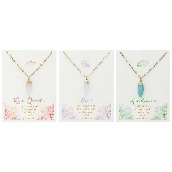 Necklace - Zad Pastel Gemstone Pointed Drop Necklace - Girl Intuitive - zad -