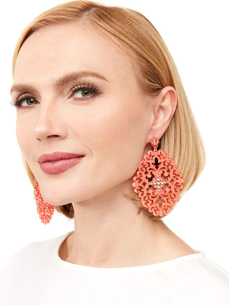 earrings - Zenzii Large Brocade Resin Earrings With Crystal Embellishment - Girl Intuitive - Zenzii -