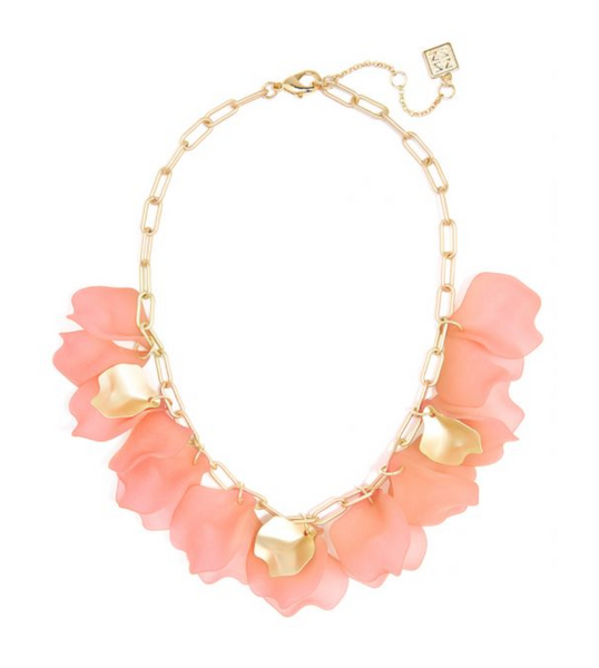Necklace - Zenzii Sheer Layered Petals Gold Collar Necklace - Girl Intuitive - Zenzii - Coral / Resin