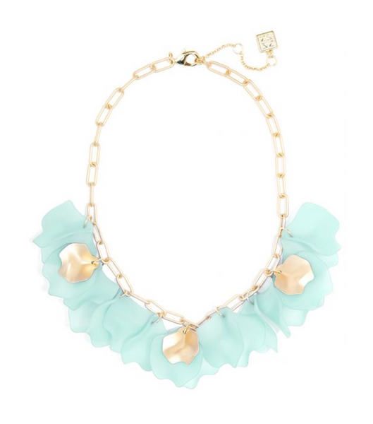 Necklace - Zenzii Sheer Layered Petals Gold Collar Necklace - Girl Intuitive - Zenzii - Green / Resin