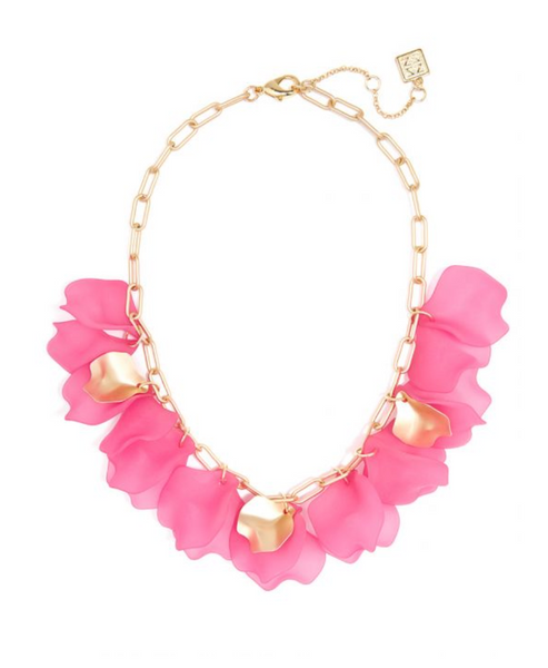 Necklace - Zenzii Sheer Layered Petals Gold Collar Necklace - Girl Intuitive - Zenzii - Pink / Resin