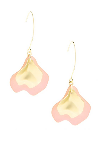 earrings - Zenzii Sheer Layered- Petals Gold Pull Through Earrings - Girl Intuitive - Zenzii - Coral