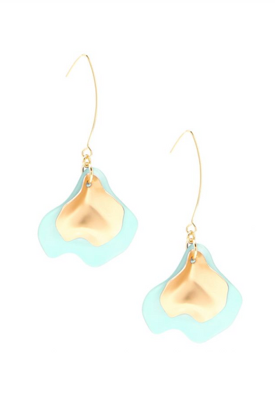 earrings - Zenzii Sheer Layered- Petals Gold Pull Through Earrings - Girl Intuitive - Zenzii - Green