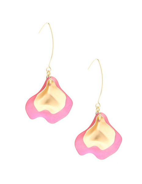 earrings - Zenzii Sheer Layered- Petals Gold Pull Through Earrings - Girl Intuitive - Zenzii - Pink