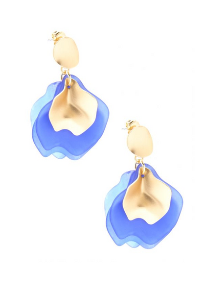 earrings - Zenzii Sheer Petals Drop Earrings - Girl Intuitive - Zenzii - Blue / Resin