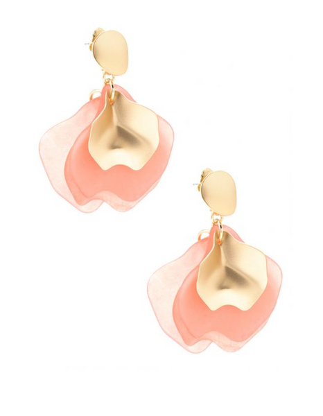 earrings - Zenzii Sheer Petals Drop Earrings - Girl Intuitive - Zenzii - Coral / Resin
