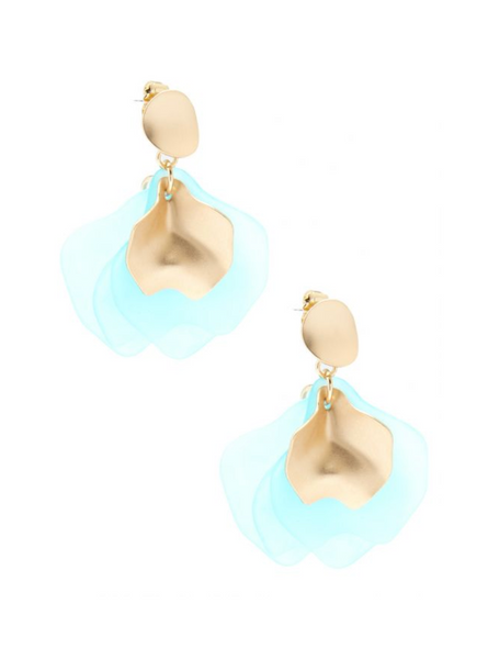 earrings - Zenzii Sheer Petals Drop Earrings - Girl Intuitive - Zenzii - Light Blue / Resin