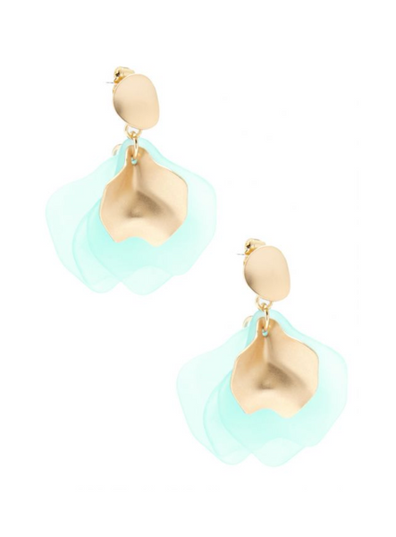 earrings - Zenzii Sheer Petals Drop Earrings - Girl Intuitive - Zenzii - Green / Resin