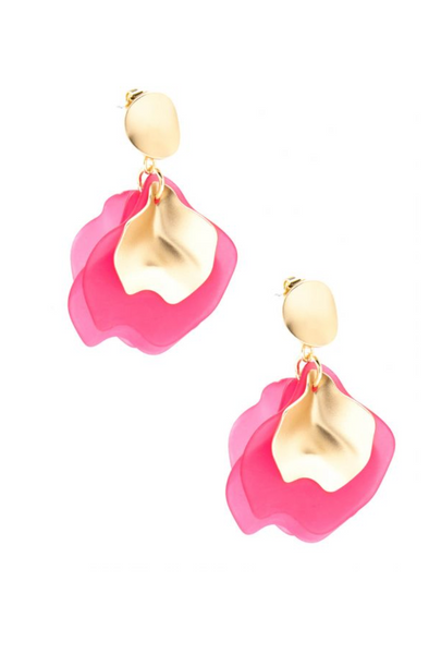 earrings - Zenzii Sheer Petals Drop Earrings - Girl Intuitive - Zenzii - Pink / Resin