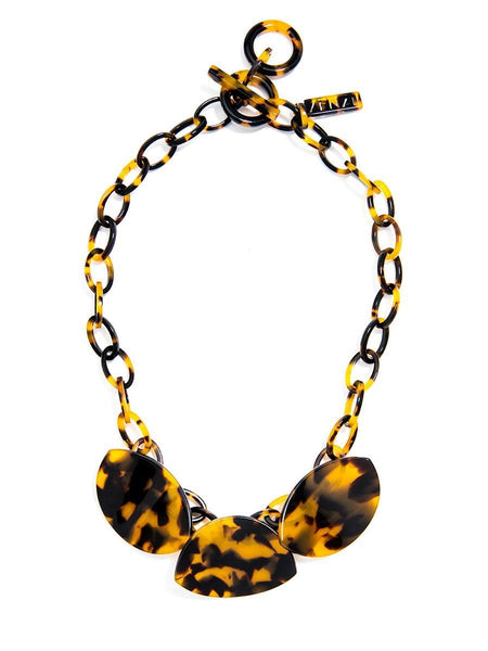 Necklace - Zenzii Tortoise Leaf Shape Collar Necklace - Girl Intuitive - Zenzii - Brown