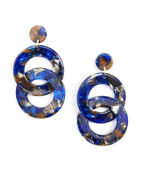 earrings - Zenzii Tortoise Chain Drop Earrings - Girl Intuitive - Zenzii - 2" / Blue