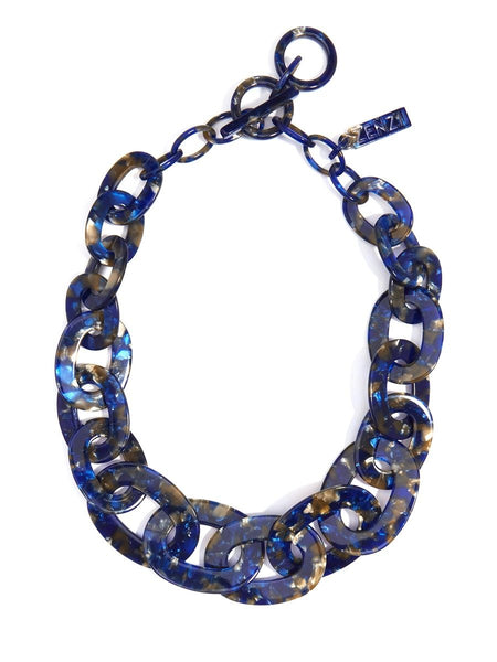 Necklace - Zenzii Tortoise Links Collar Necklace - Girl Intuitive - Zenzii - Blue